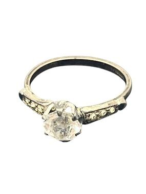 Art Deco style sterling silver clear CZ vintage ring size 5.5